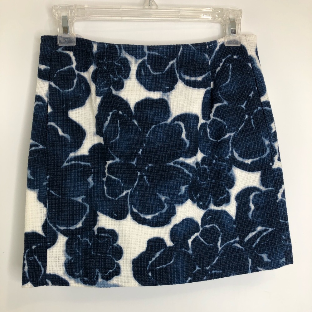 J Crew Blue And Cream Floral Skirt